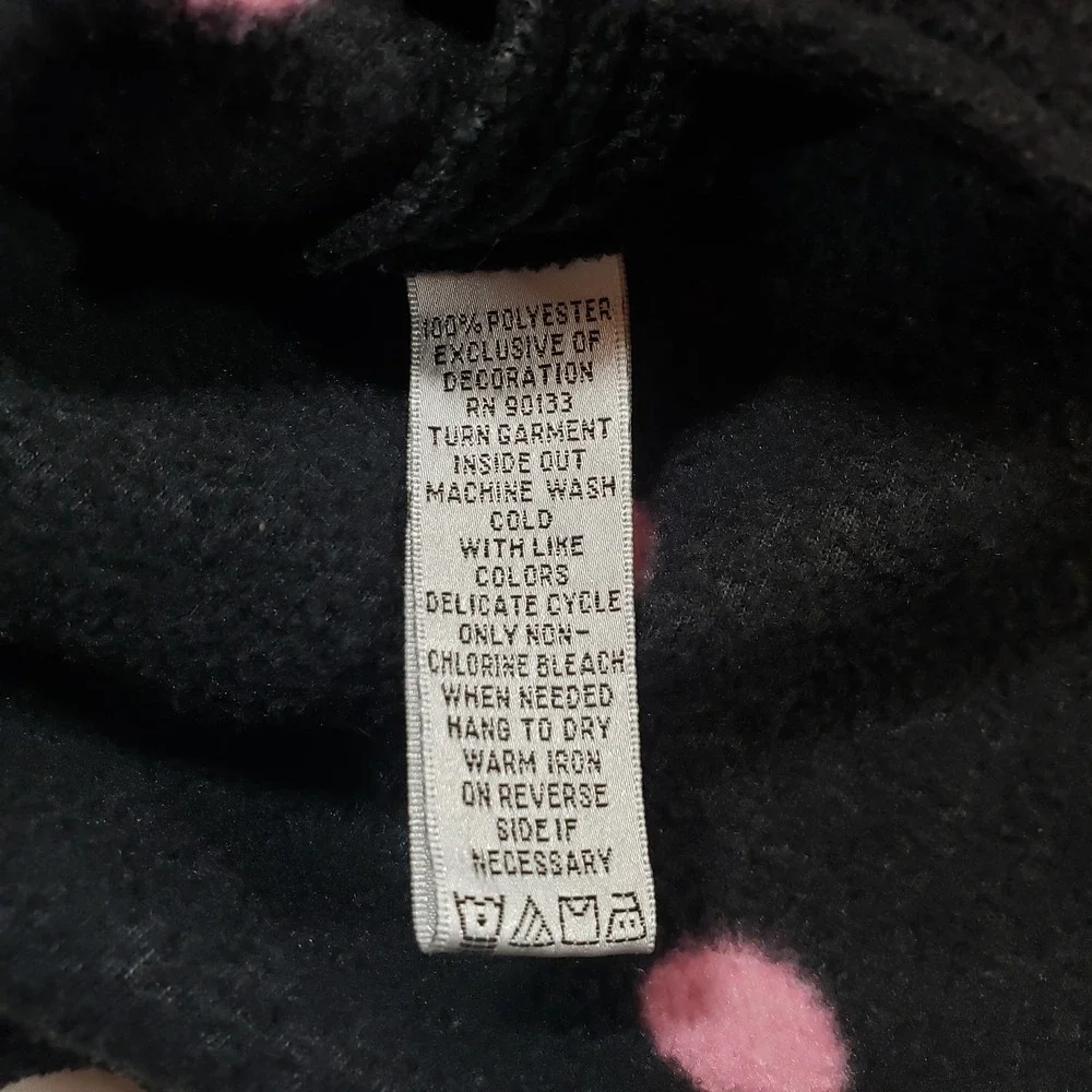Quaker Factory Black Pink Polka Dot Fleece 1/4 Zip Pullover Sweatshirt XL Rhines - Picture 4 of 8